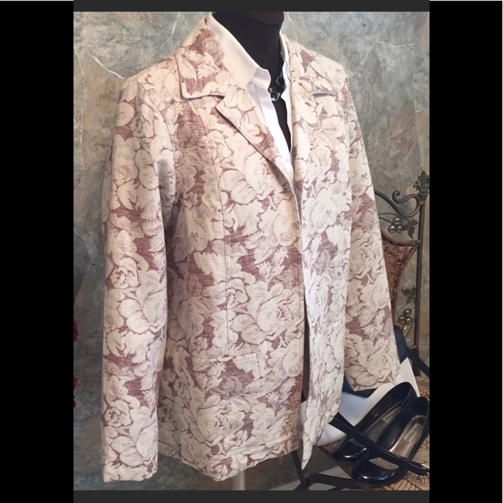 Dialogue Floral Linen Blazer